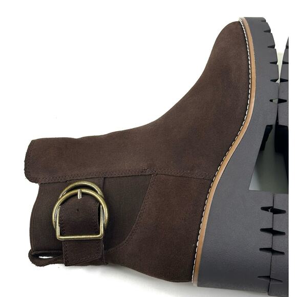 Blondo Dakota Waterproof Ankle Boots Brown Suede Buckle Strap Womens 7.5M New - Picture 5 of 13
